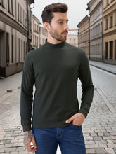 Men's Solid High Neck Full Sleeve Regular Fit T-Shirt